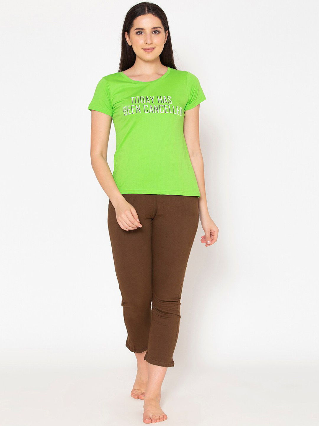 

Clovia Women Brown & Green Night Suit