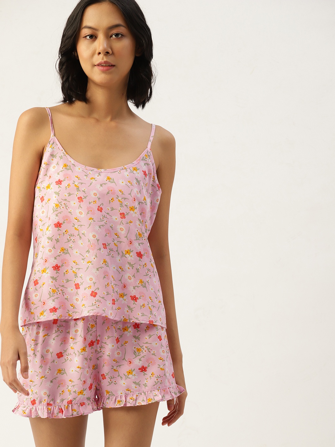 

ETC Women Pink & White Printed Night suit