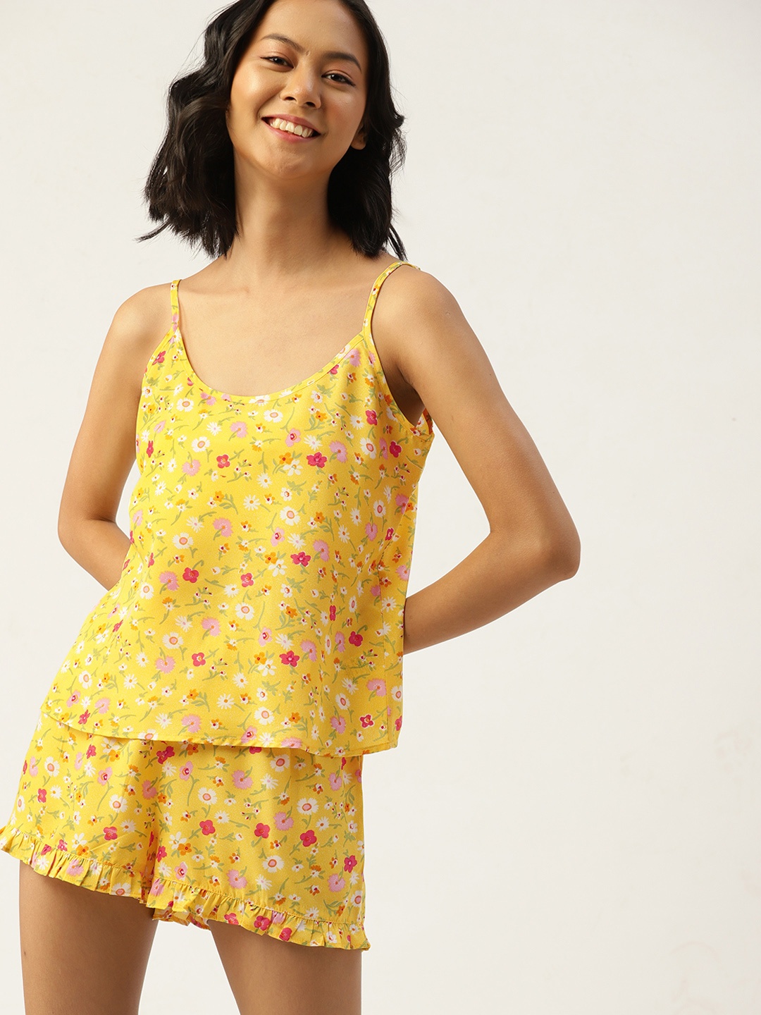 

ETC Women Yellow & White Printed Night suit