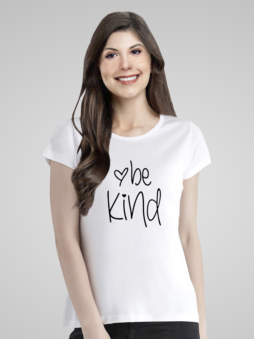 

Pootlu Women White & Black Typography Printed Cotton T-shirt