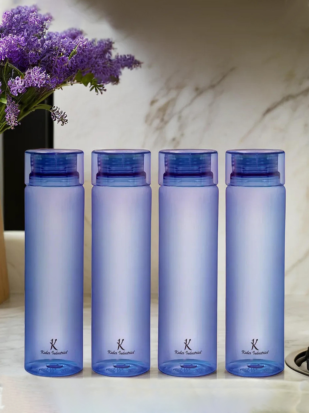 

Kuber Industries Pack of 4 Blue Water Bottles- 1 L each