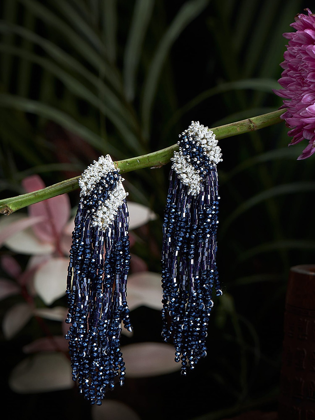 

D'oro Blue & White Handcrafted Drop Earrings
