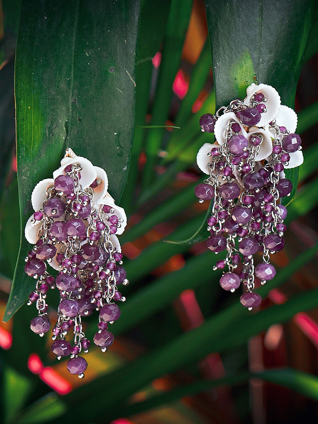 

D'oro Purple Studs Earrings