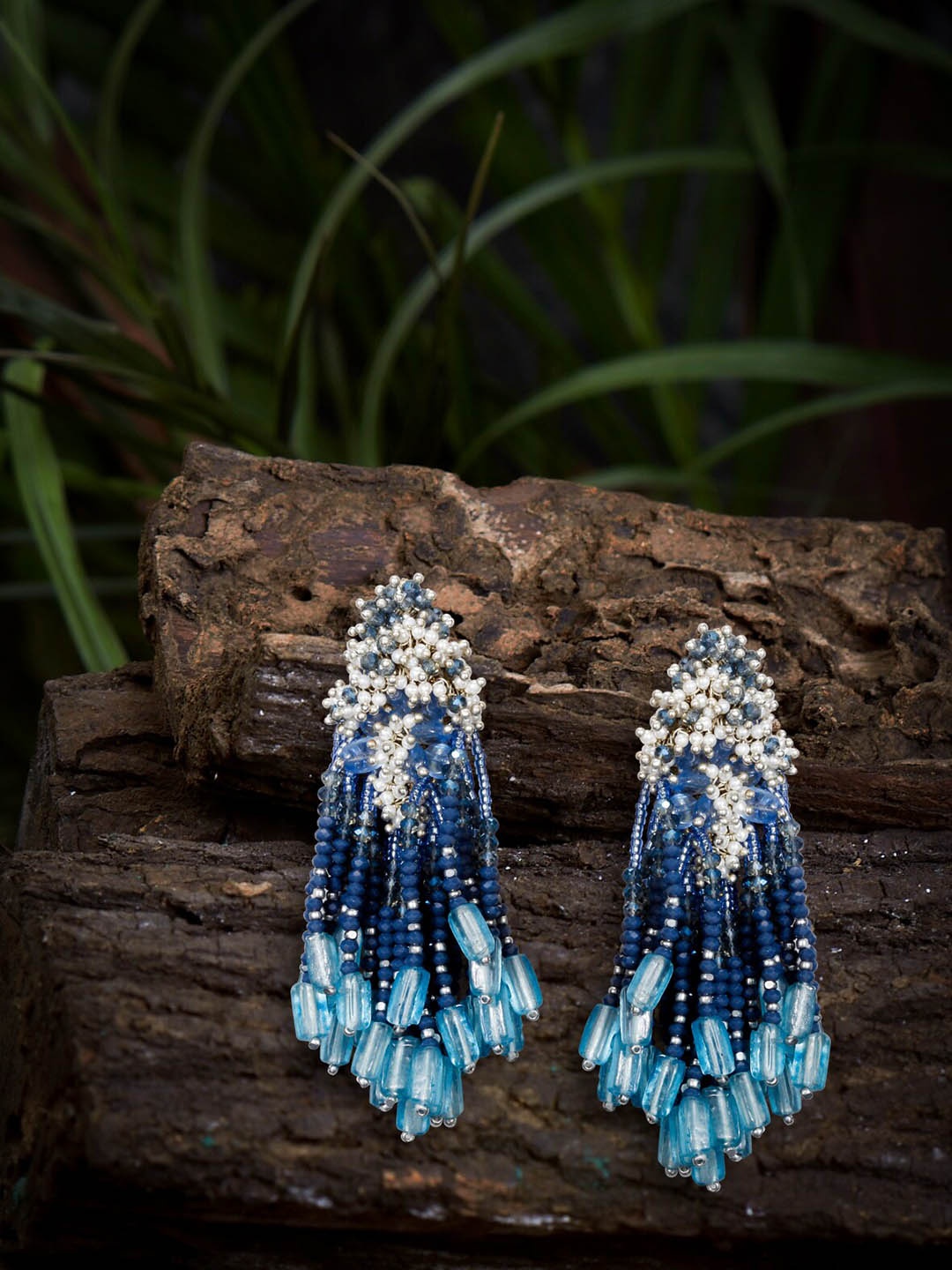 

D'oro Blue Gold Plated Contemporary Drop Earrings