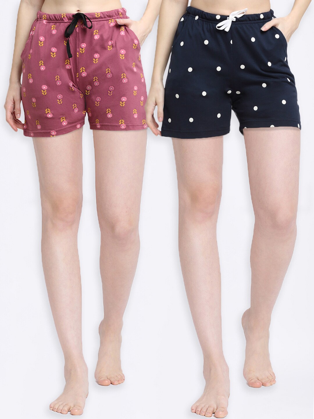 

Kanvin Women Pack of 2 Pure Cotton Lounge Shorts, Rose