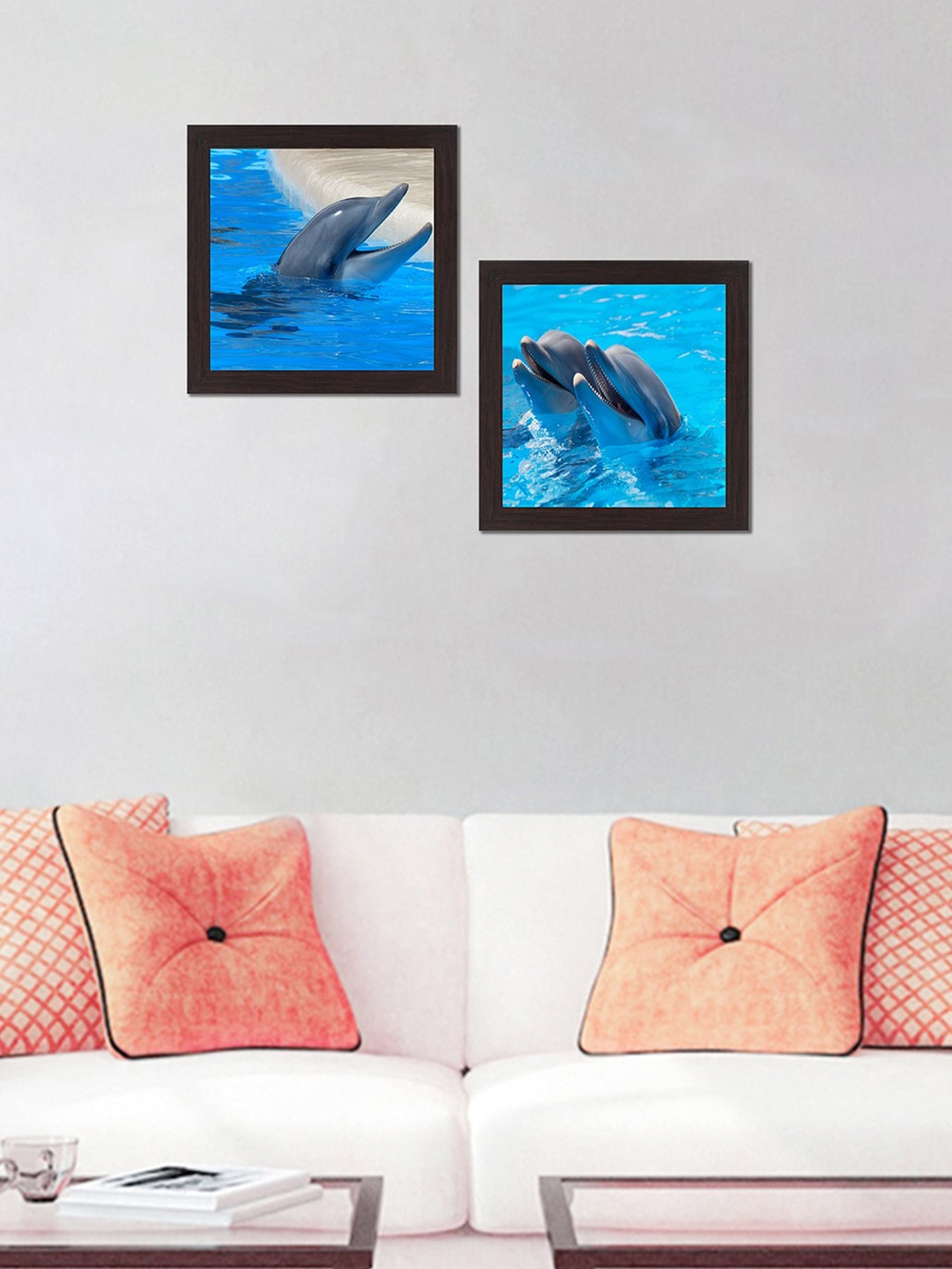 

WENS Set Of 2 Black & Blue UV Textured Dolphin Wall Art