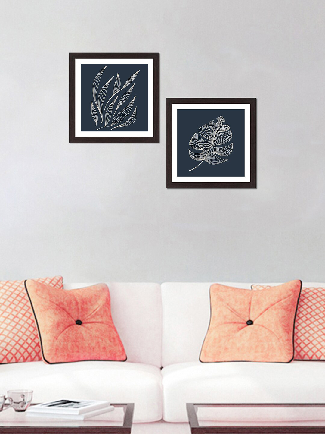 

WENS Set Of 2 Navy Blue & White Scandinavian Wall Art