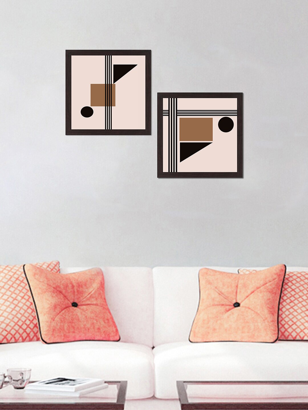

WENS Set Of 2 Black & Brown Scandinavian Textured Wall Arts, Multi