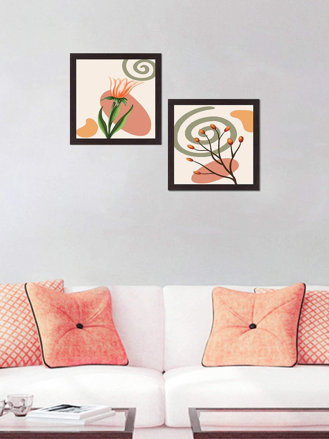 

WENS Set of 2 Multi-Coloured Modern Floral Art Wall Paintings
