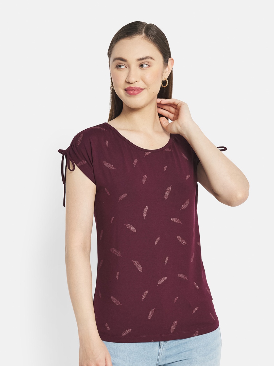 

METTLE Women Maroon Printed T-shirt