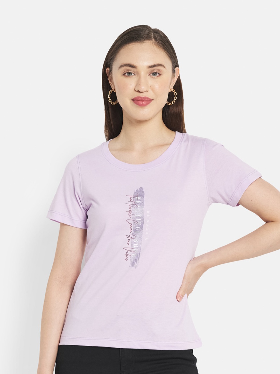 

METTLE Women Lavender Printed T-shirt