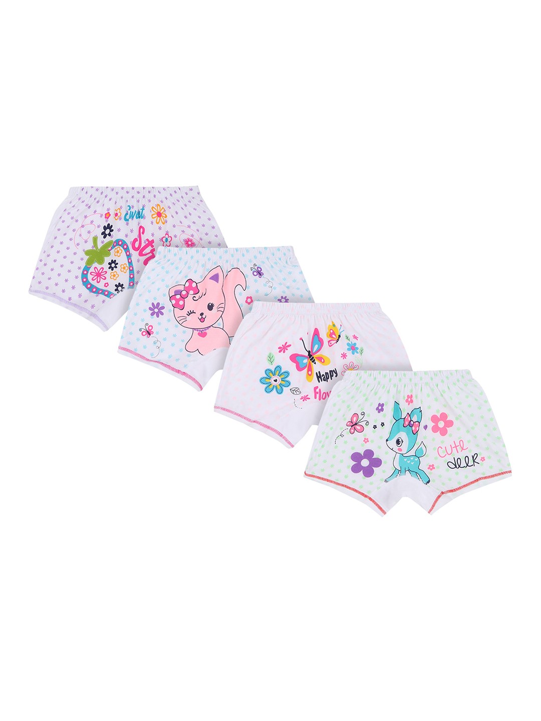 Bodycare Kids Girls Set Of 4 Assorted Floral Printed Shorts