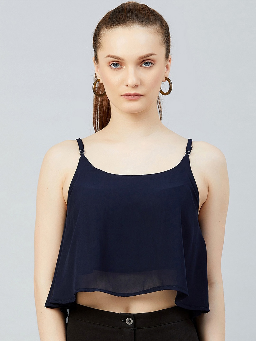 

CHIMPAAANZEE Navy Blue High-Low Crop Top