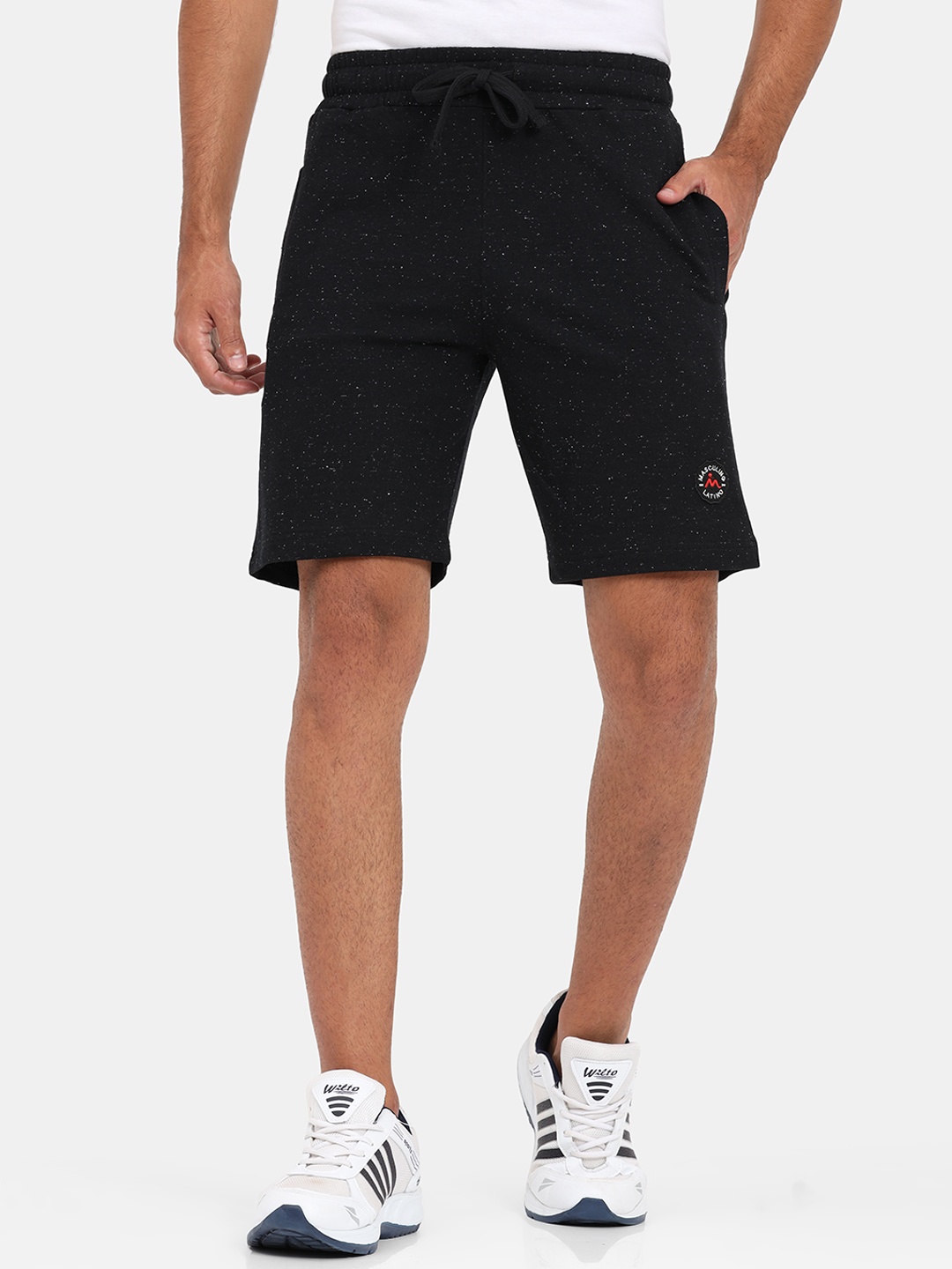 

Masculino Latino Plus Men Black High-Rise Rapid Dry Sports Shorts