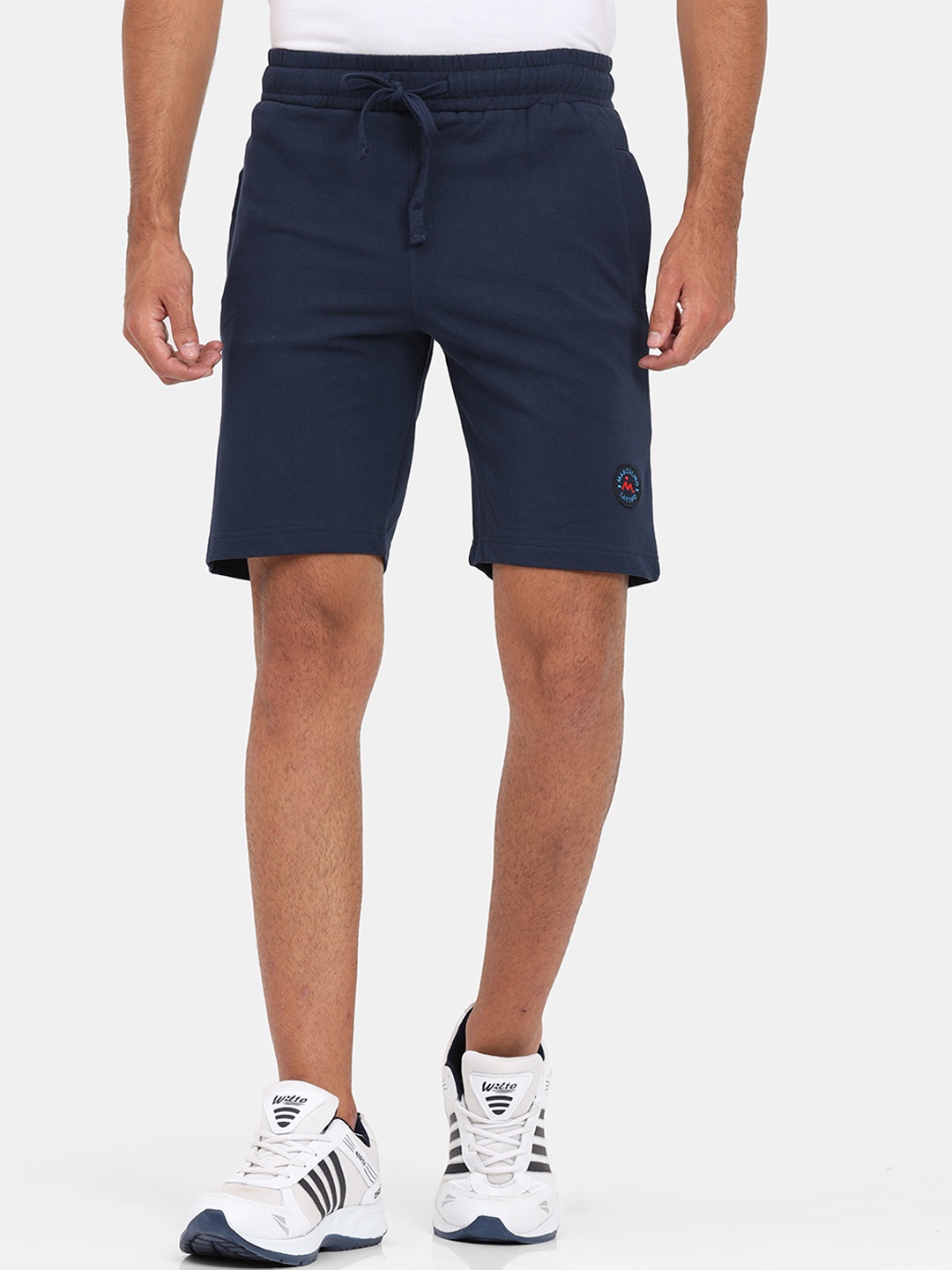 

Masculino Latino Plus Men Navy Blue High-Rise Cotton Shorts