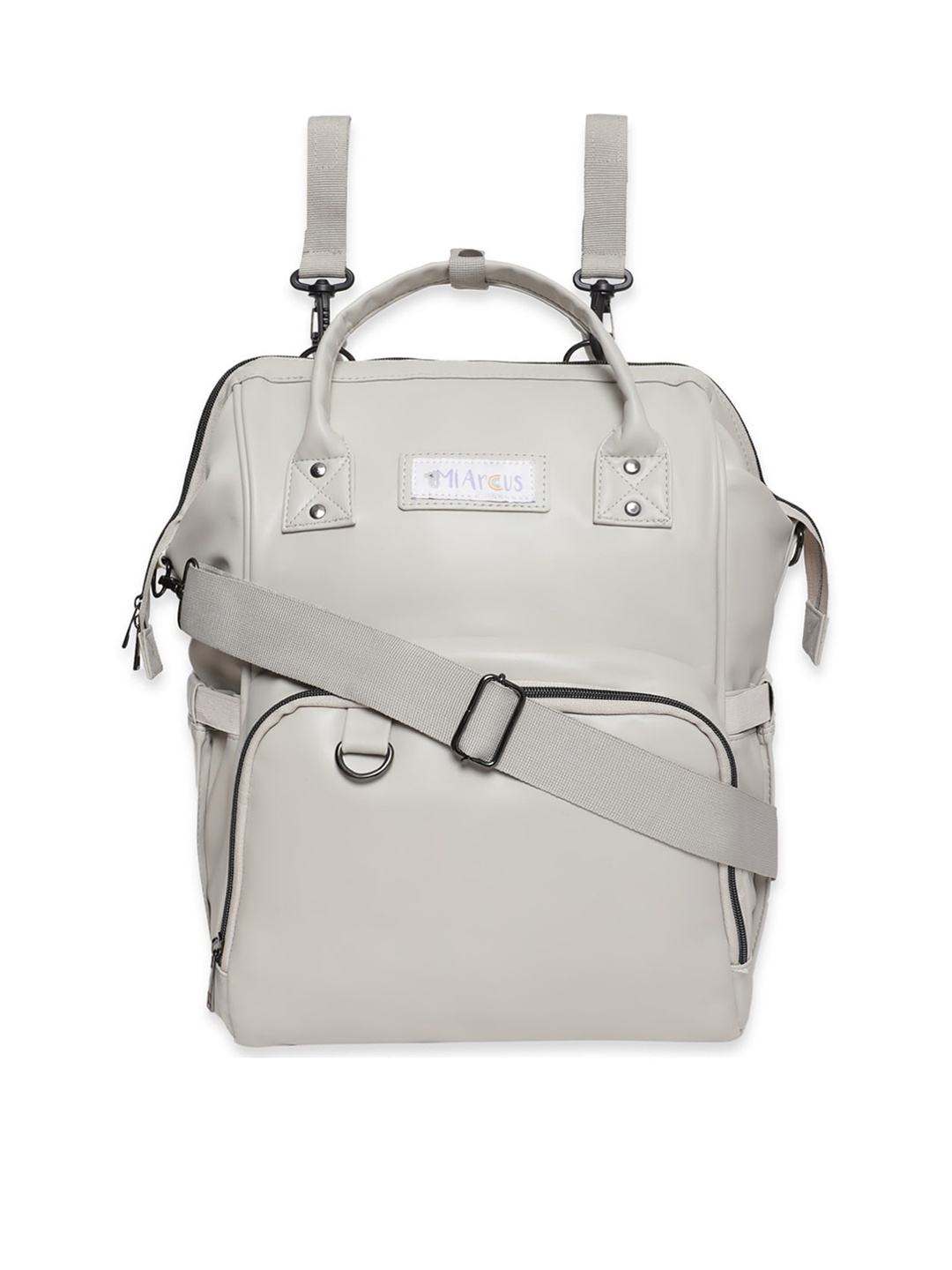 

MiArcus Kids Solid Vegan Leather Diaper Bag, Grey
