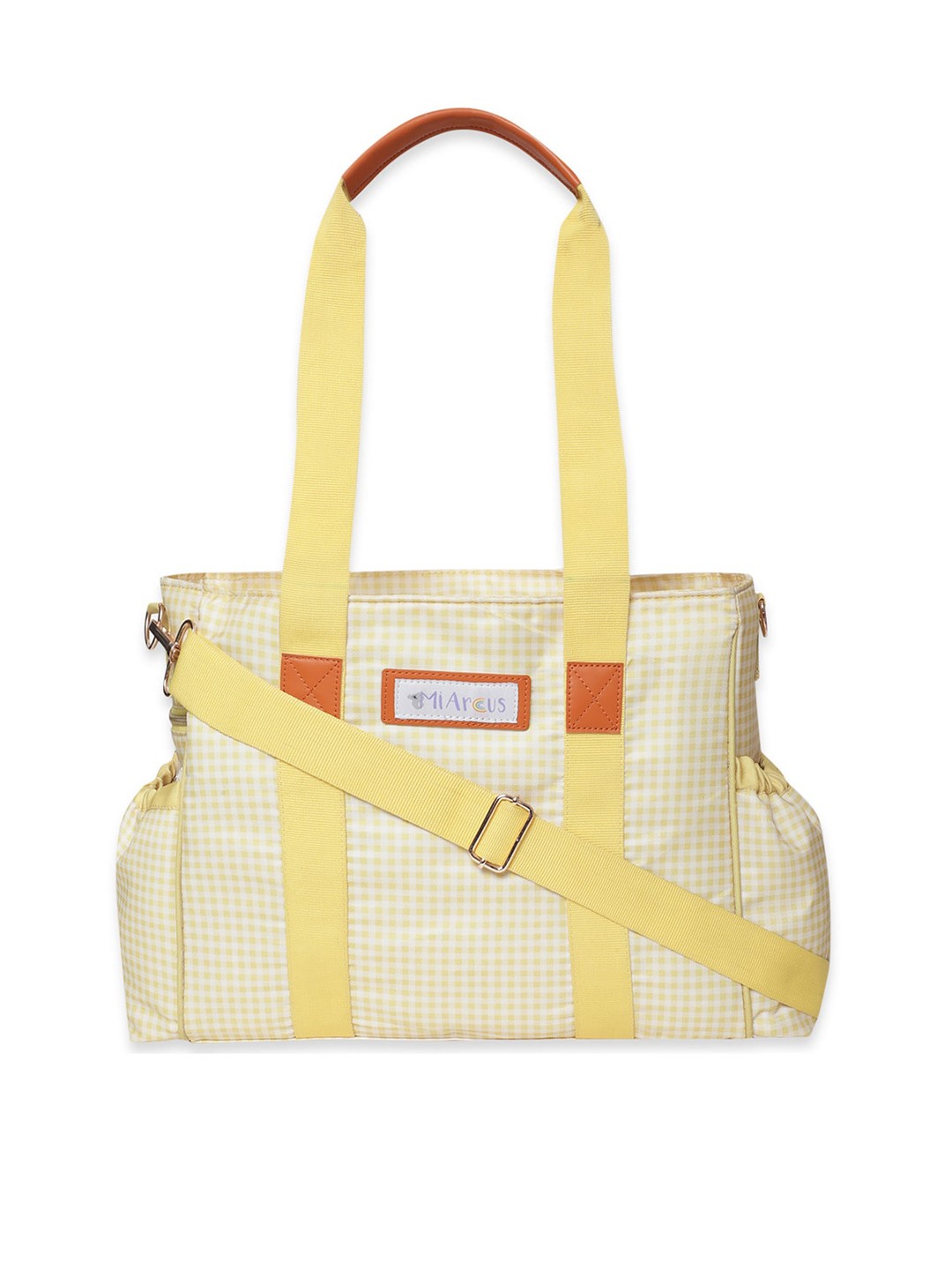 

MiArcus Yellow Checked Printed Diaper Bags