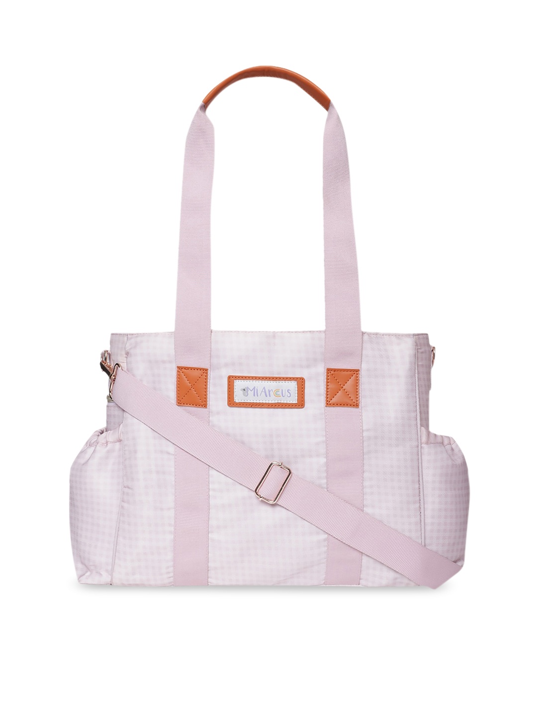 

MiArcus Checked Printed Diaper Bag, Pink