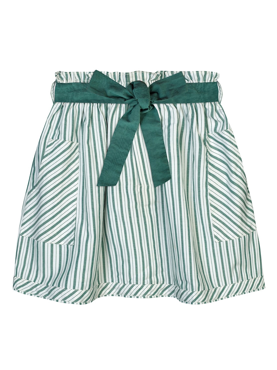 

Budding Bees Girls Green & White Printed Mini-Length Flared Skirt