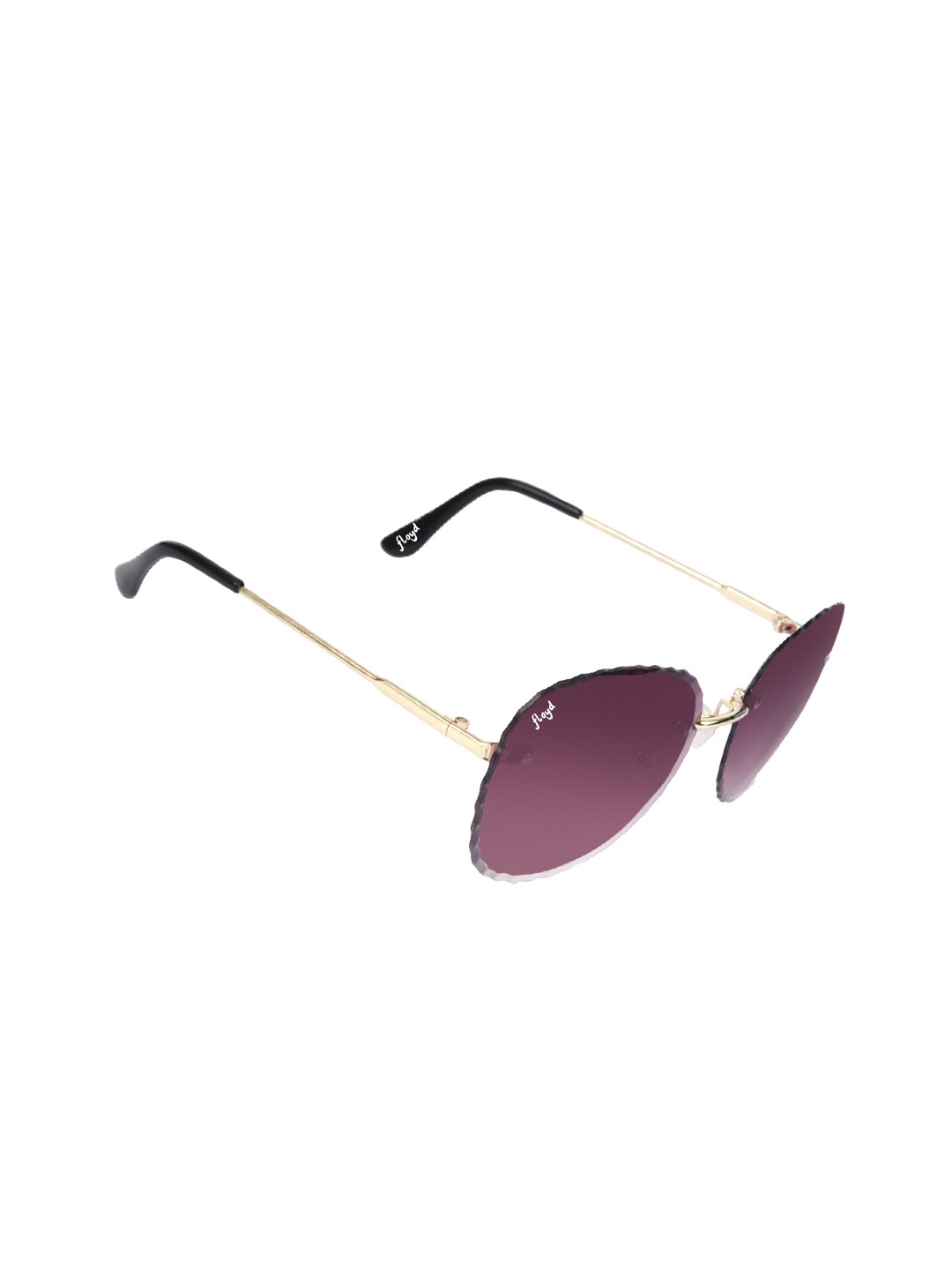 

Floyd Unisex Purple Lens & Gold-Toned Rimless Oval Sunglasses with UV Protected Lens