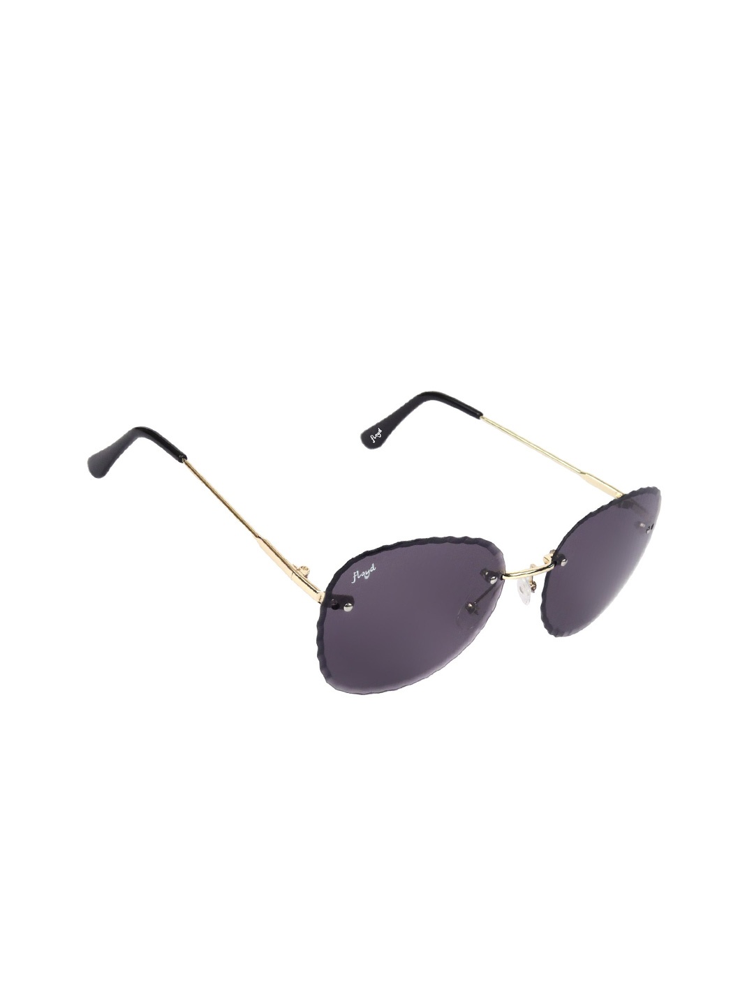 

Floyd Unisex Black Lens & Gold-Toned Oval Sunglasses with UV Protected Lens SwOval