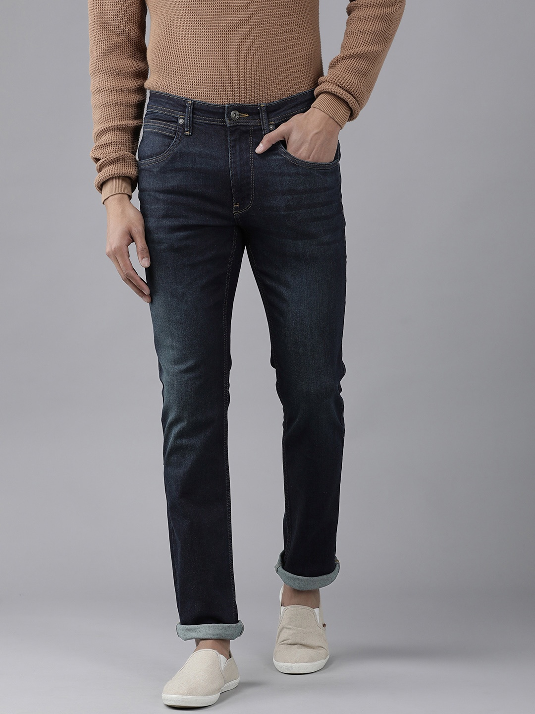 

VAN HEUSEN DENIM LABS Men Navy Blue Slim Fit Light Fade Stretchable Jeans