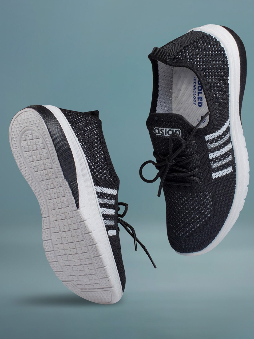 

ASIAN Women Black Woven Design Lightweight Sneakers