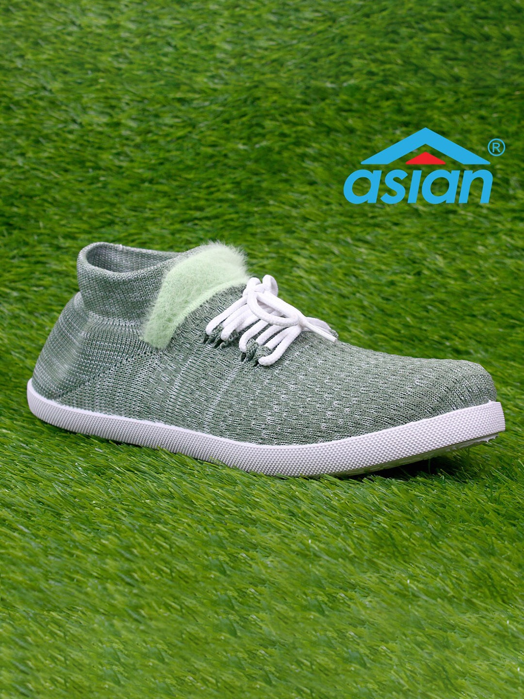 

ASIAN Women Olive Green Woven Design Sneakers