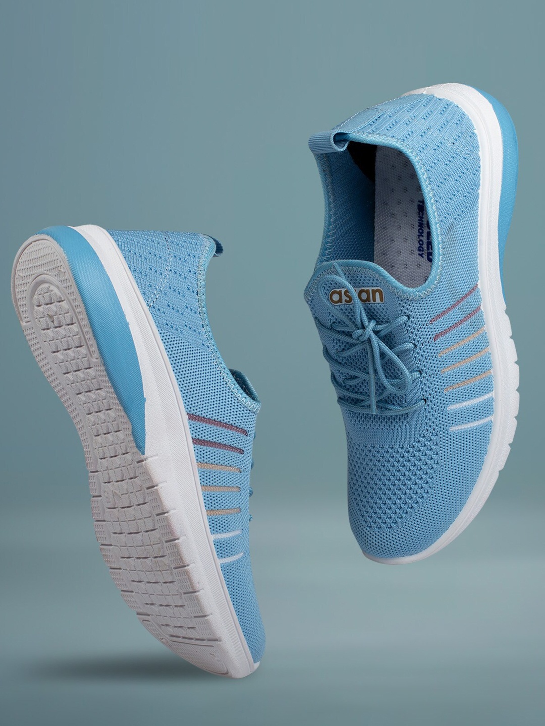 

ASIAN Women Blue Woven Design Sneakers