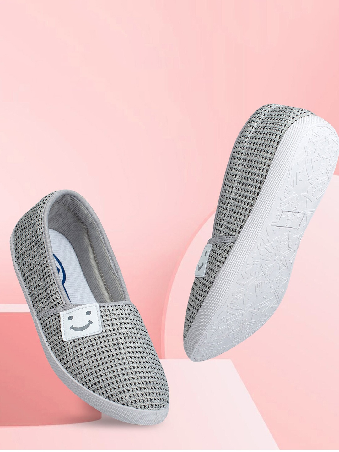 

ASIAN Women Grey Printed Slip-On Sneakers