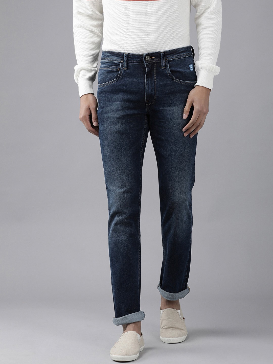 

VAN HEUSEN DENIM LABS Men Navy Blue Slim Fit Light Fade Stretchable Jeans