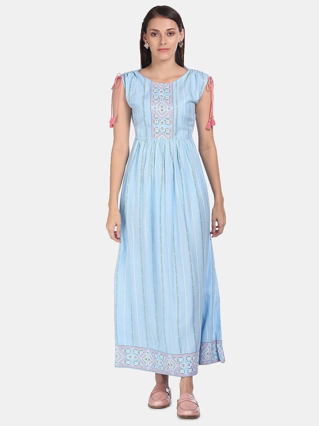 

Karigari Blue Printed Maxi Dress