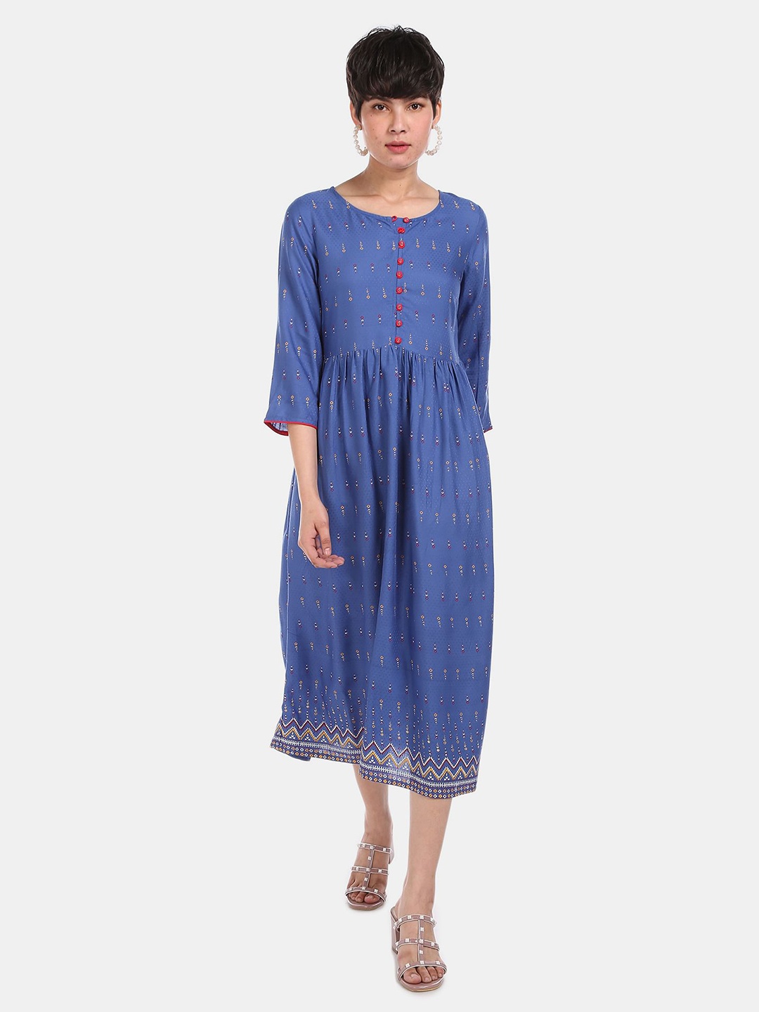 

Karigari Women Blue Ethnic Motifs Ethnic Maxi Dress