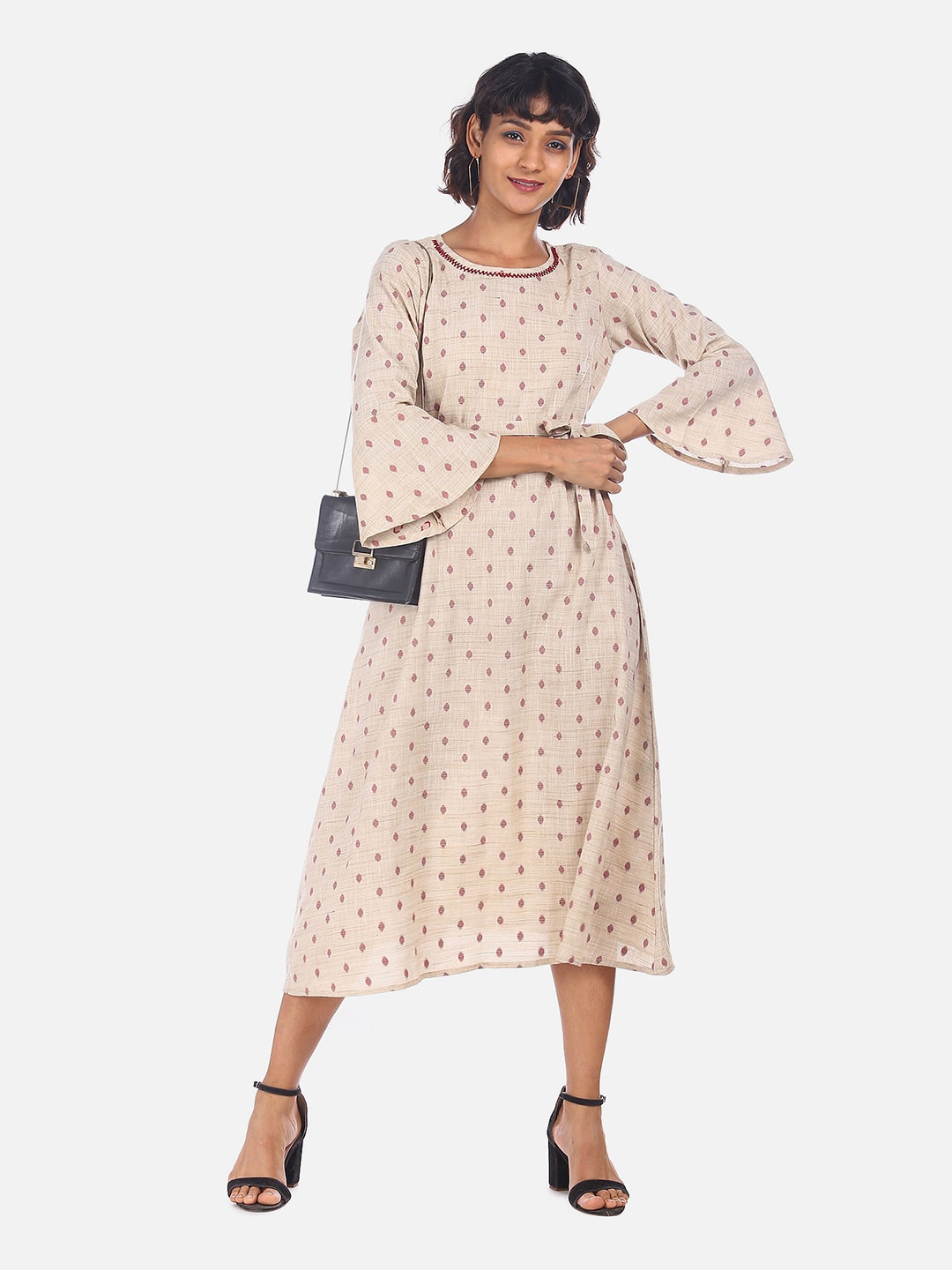 

Karigari Women Beige A-Line Dress