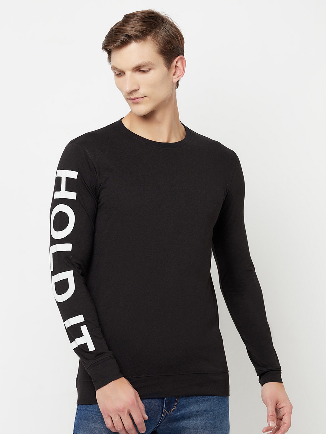 

HOLDIT Men Black Typography Printed T-shirt