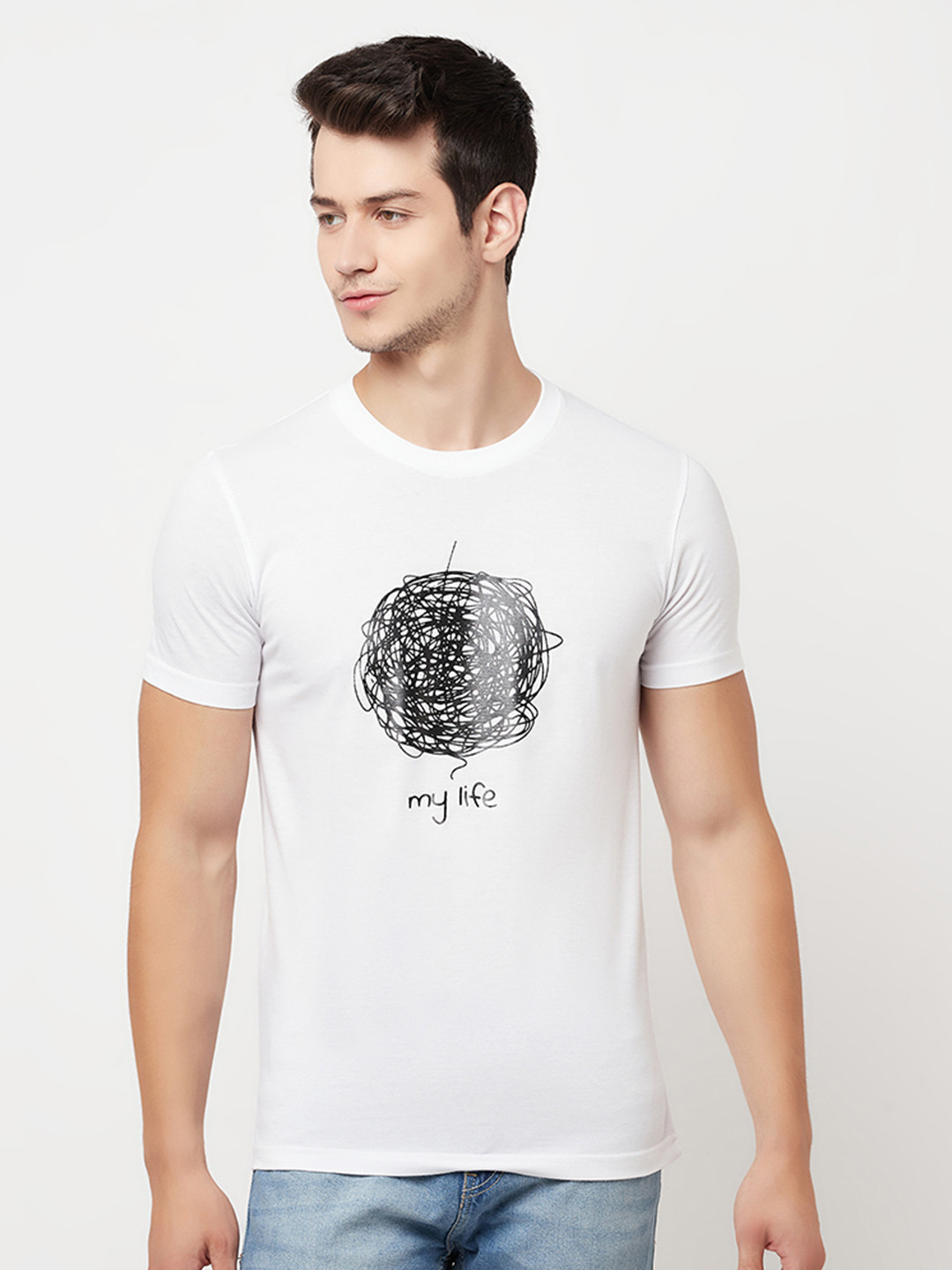 

HOLDIT Men Mustard Yellow Printed Cotton T-shirt