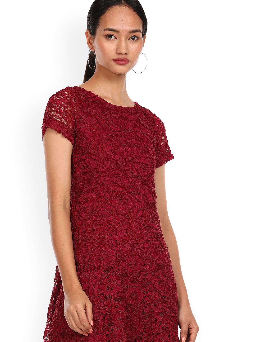 

Sugr Red Lace A-Line Dress