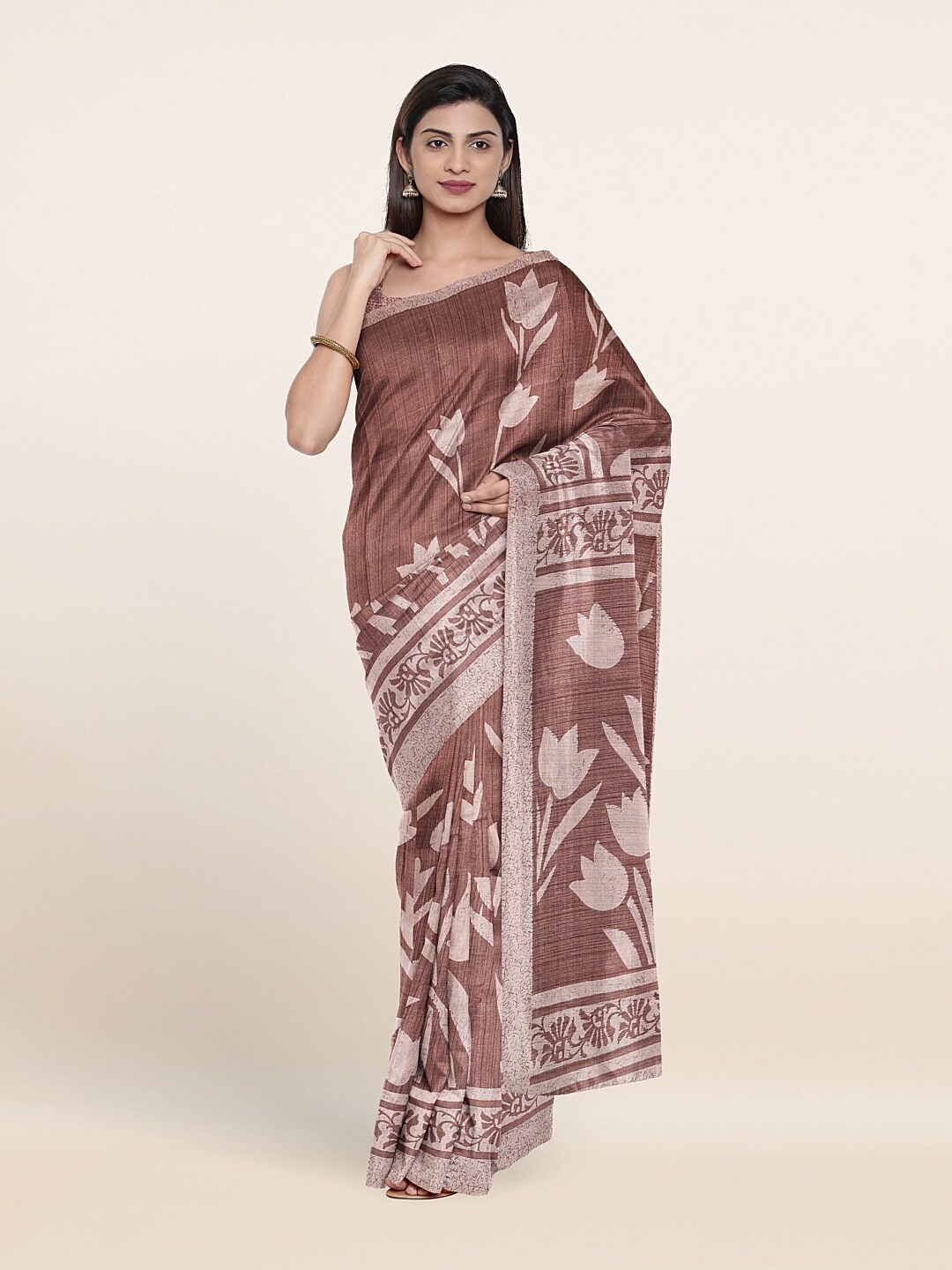

Pothys Mauve & White Floral Printed Saree