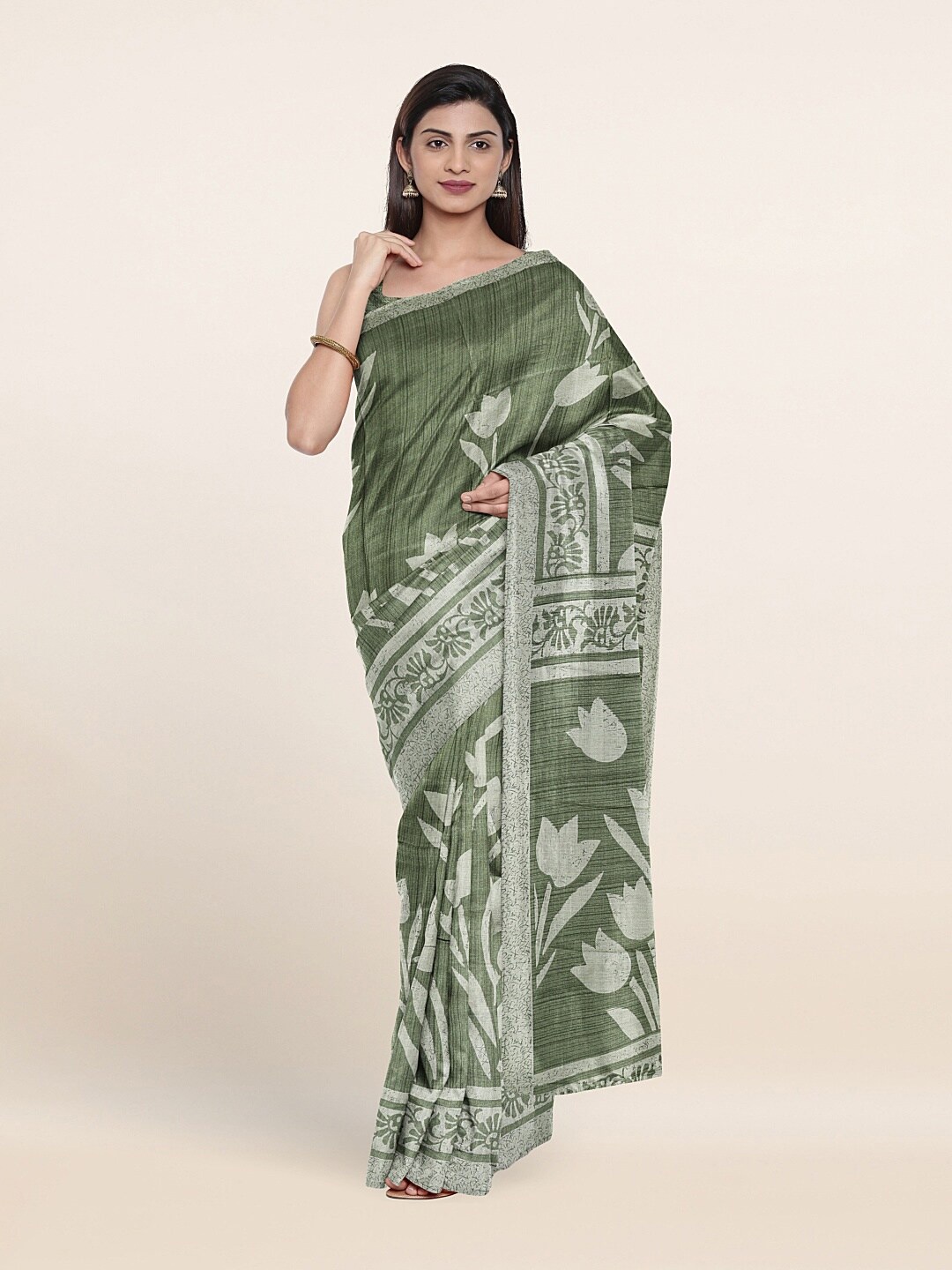 

Pothys Green Floral Printed Saree