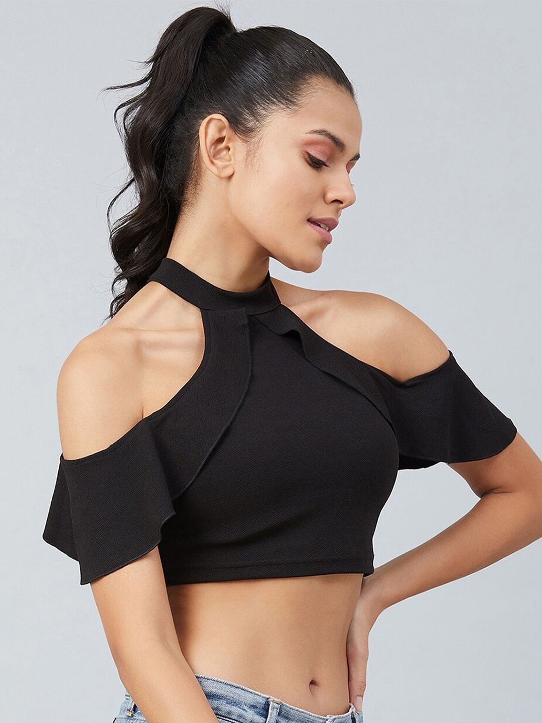 

CHIMPAAANZEE Black Solid Crop Top