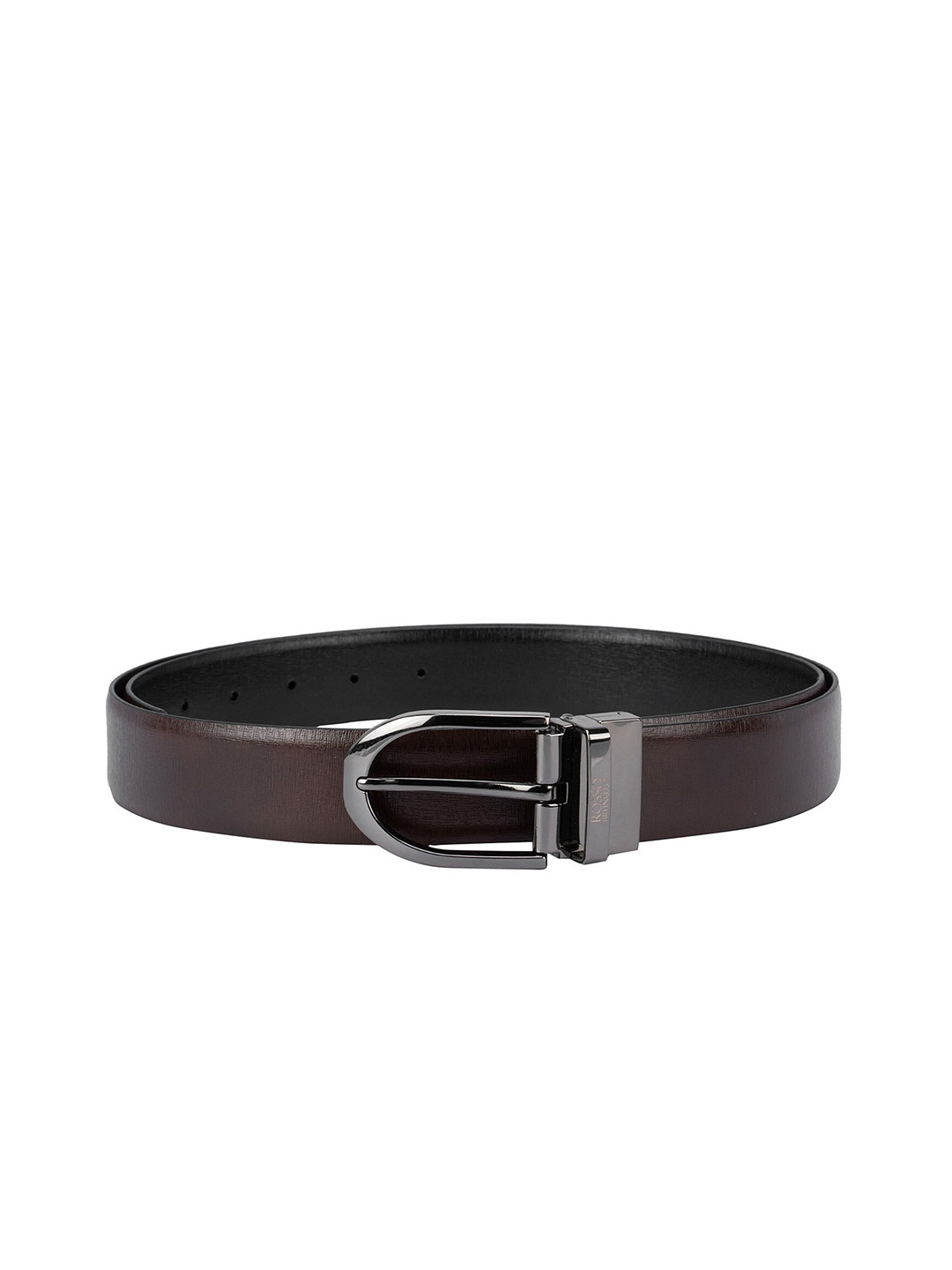 

ROSSO BRUNELLO Men Brown & Black Solid Leather Formal Belt
