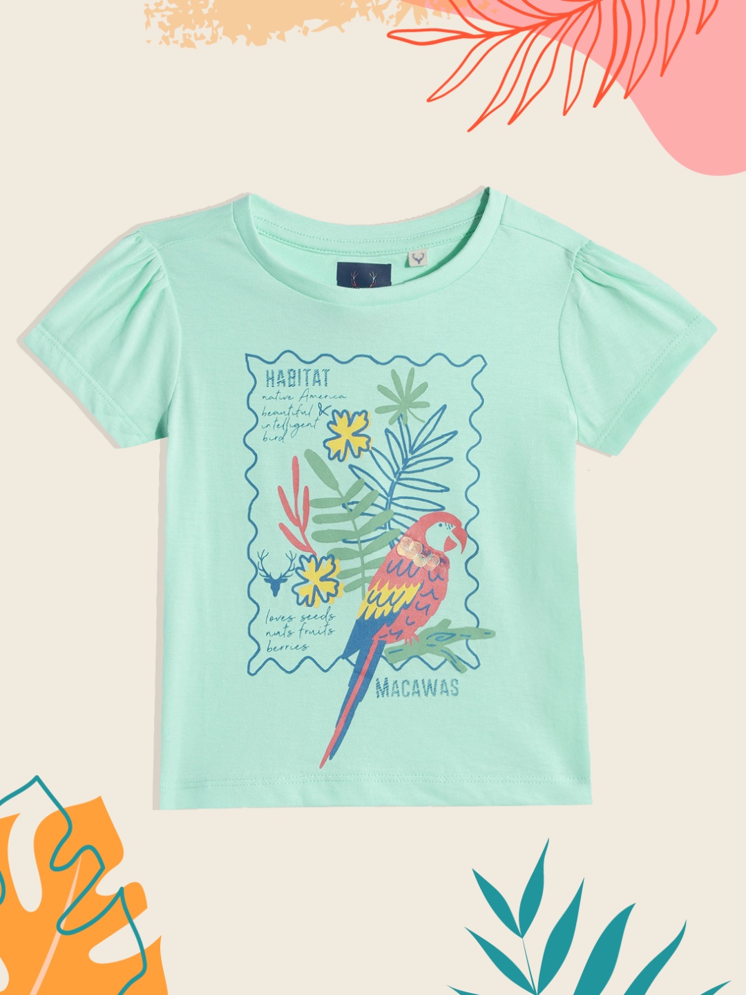 

Allen Solly Junior Girls Blue Printed Pure Cotton T-shirt