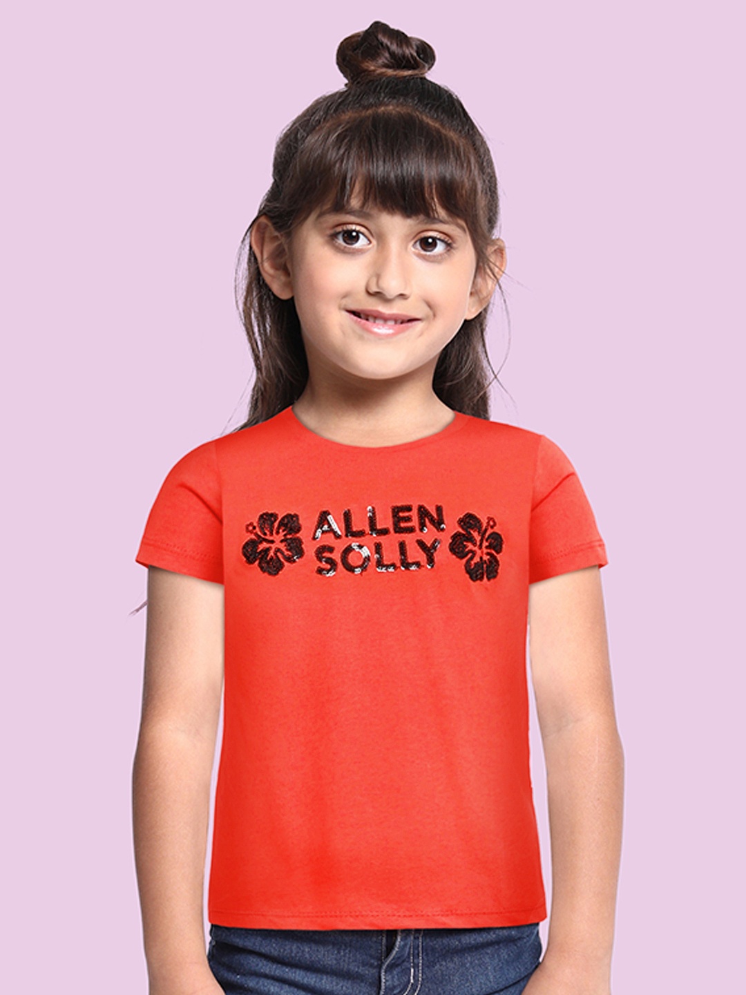 

Allen Solly Junior Girls Red Embellished Pure Cotton T-shirt