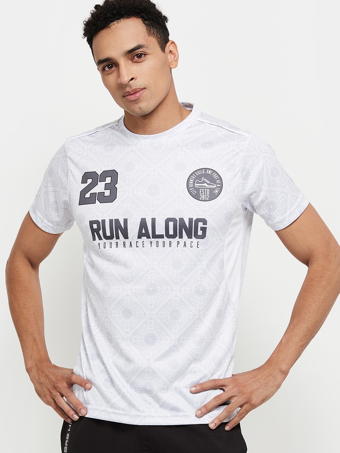 

max Men White Typography Printed T-shirt