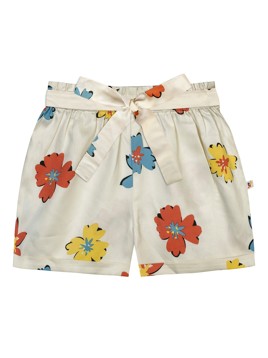 

Budding Bees Girls Yellow Floral Printed Cotton Shorts