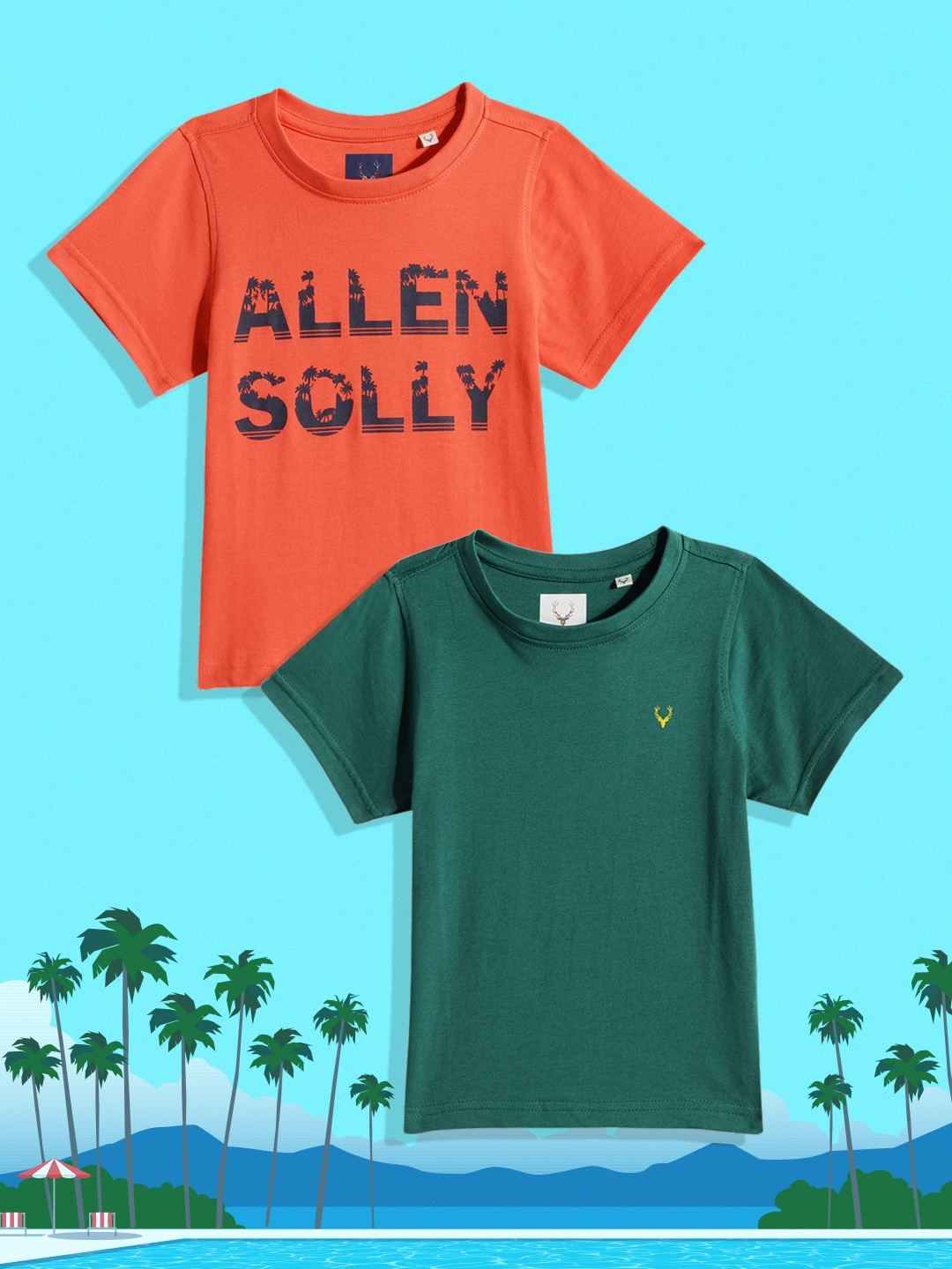 

Allen Solly Junior Boys Pack of 2 Pure Cotton T-shirts, Green