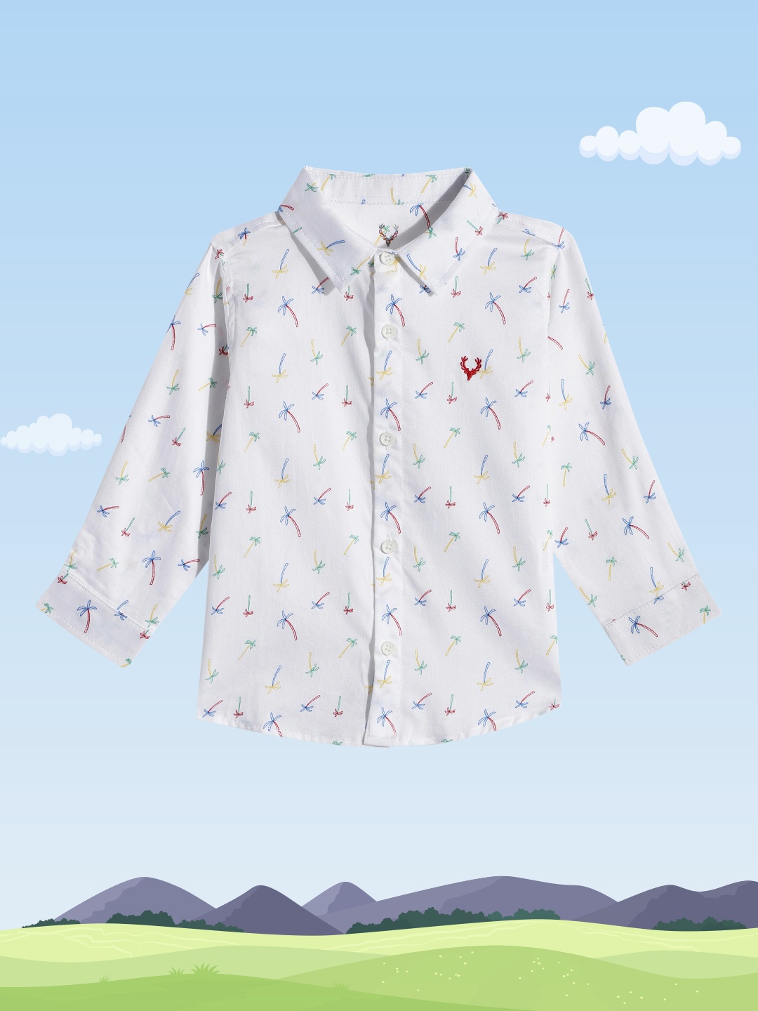 

Allen Solly Junior Boys White Printed Pure Cotton Casual Shirt