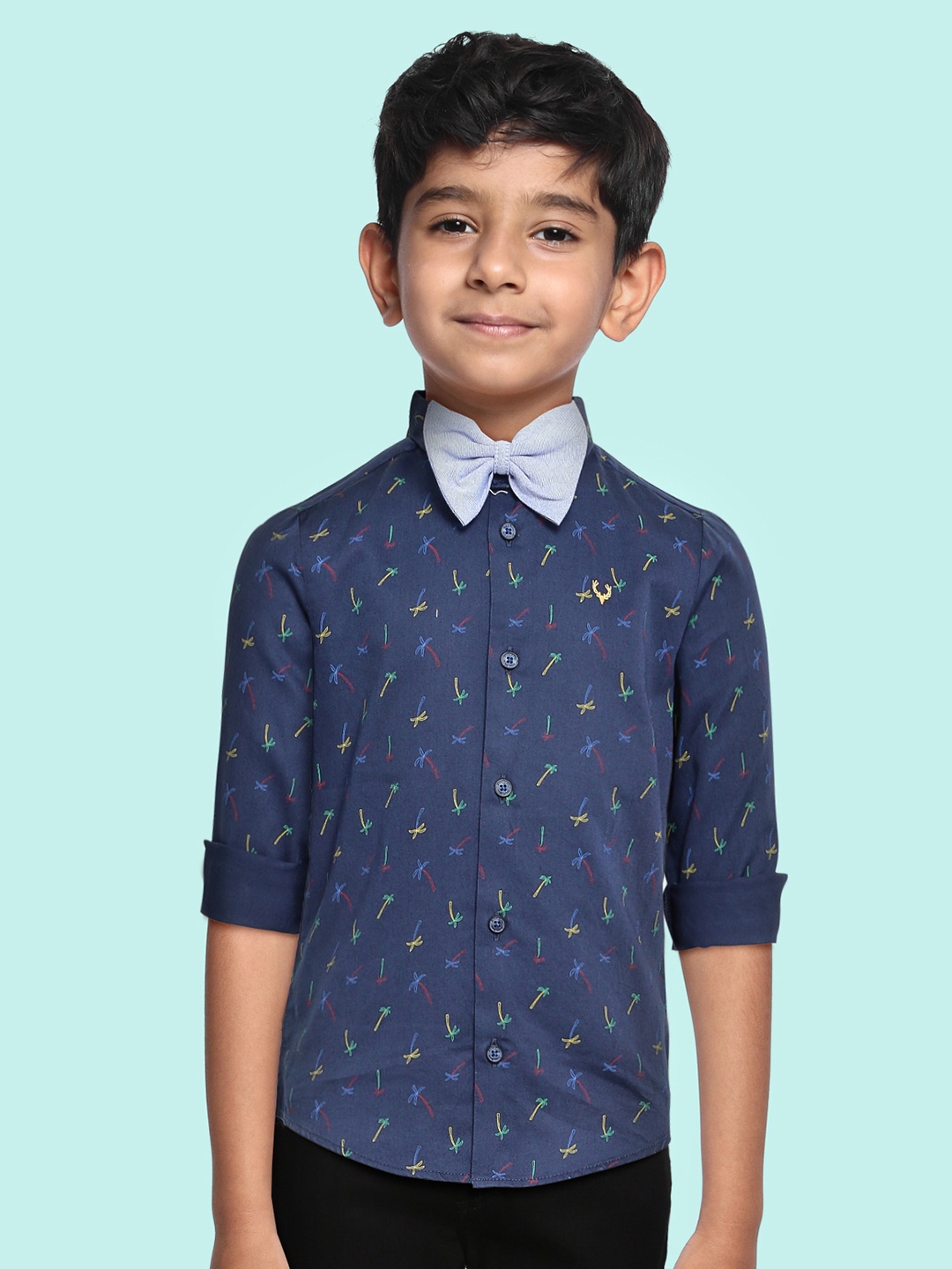 

Allen Solly Junior Boys Navy Blue Printed Pure Cotton Casual Shirt