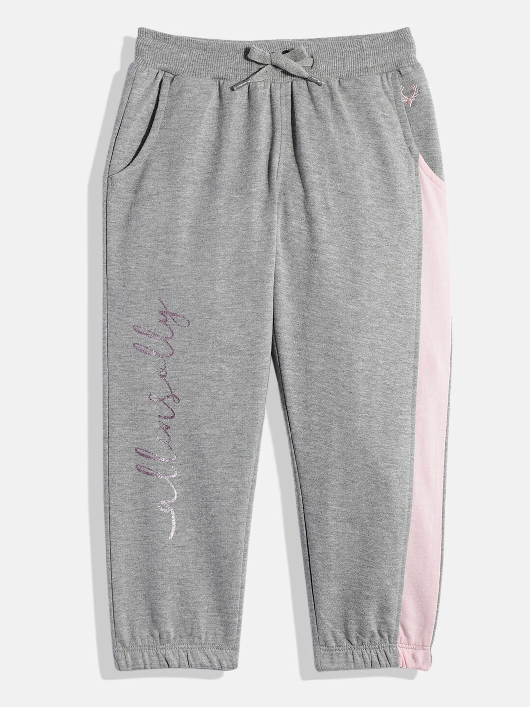 

Allen Solly Junior Girls Grey Melange Brand Logo Joggers