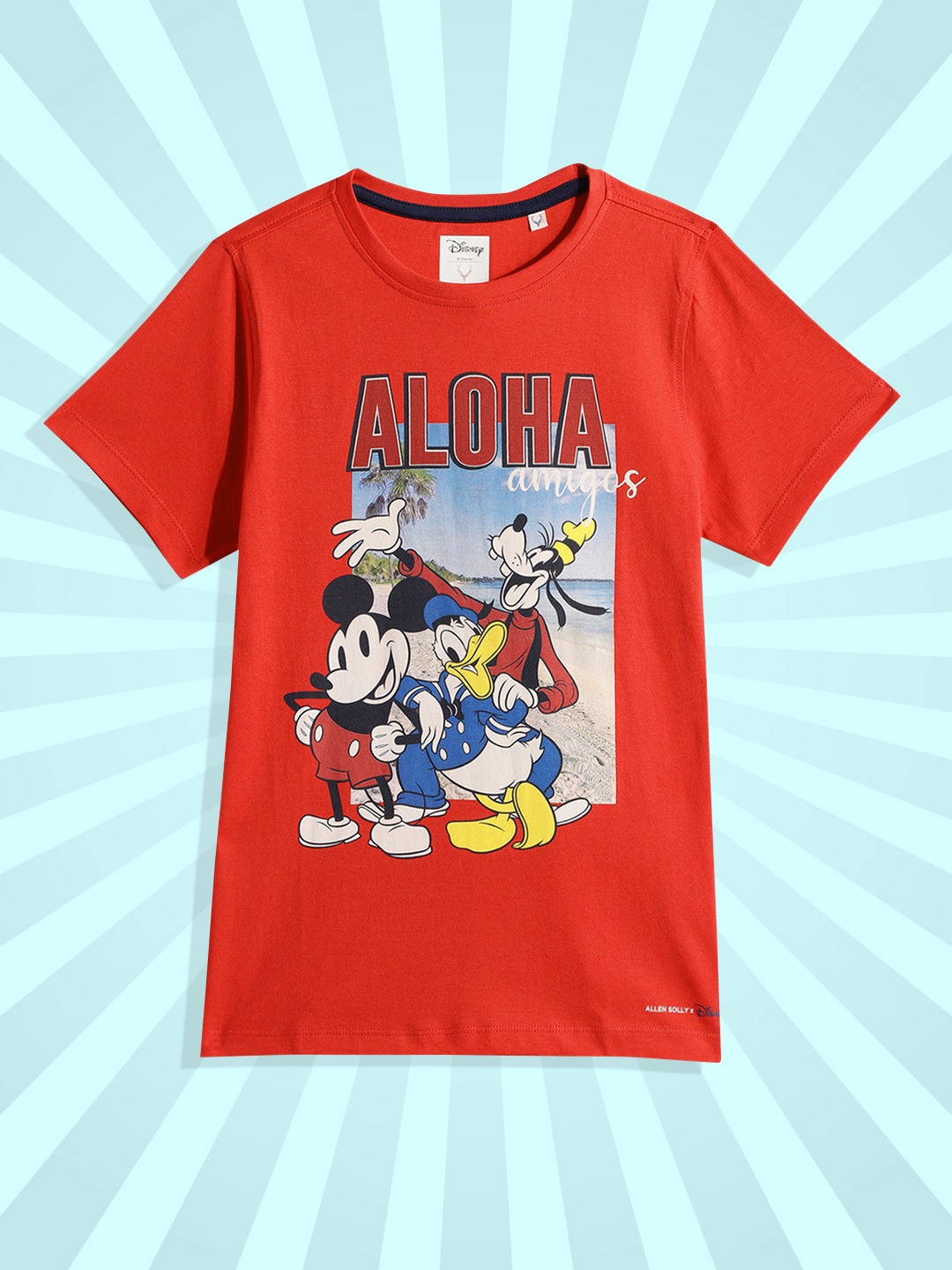 

Allen Solly Junior Boys Red Printed Pure Cotton T-shirt